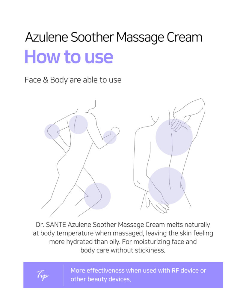 Dr.Sante Azulene Soother Massage Cream (1000ml) body massage, facial massage cream, RF cream, beauty device cream, technique cream