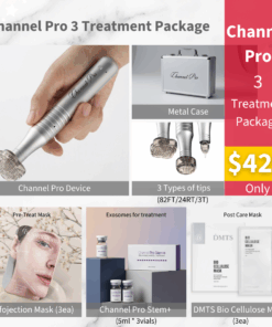 #1 Channel Pro Pen Package Special - 1. 3-treatment package with metal case 2. channel pro device only Channel Pro is the #1 microchanneling device. It creates precise channels for serums while minimizing unnecessary skin damage, resulting in shorter downtime and outstanding results. The specially designed tips are the key to its success! Login or register to access special pricing #1 Channel Pro Pen NEW Device with Metal Case, 3 Tips and 3 Treatments of pre-treat, post care mask and exosomes #1 Channel Pro Pen NEW Device with Metal Case, 3 Tips and 3 Treatments of pre-treat, post care mask and exosomes Comes with 1 year unconditional warranty! Channel Pro Pen New Device USB Charger Line Metal Case 82Flower Tip 24Round Tip 3Tip Channel Pro Stem+ (5ml*3ea) - exosomes Befojection Mask (3 sheet masks) - pre-care DMTS biocellulose Mask (3 sheets) - post care 1 Year unconditional warranty #1 micro channeling pen_ _______________________________________________________________________________________________________ Brief Information of Channel Pro Stem + Channel Pro Stem+ is a high-performance exosome ampoule designed to boost skin regeneration and radiance, especially when paired with microchanneling. Featuring a triple exosome blend (human stem cell–derived factors + apple EVs + grape EVs), essential amino acids, and vitamins, it supports fast recovery, improved tone, and a healthy glow. Lightweight, fast-absorbing, and device-friendly—ideal for channeling, stamping, and transdermal infusion treatments. Key Benefits: Enhances regeneration & post-procedure recovery Improves luminosity and skin tone Lightweight texture absorbs quickly into microchannels Suitable for all skin types, including sensitive