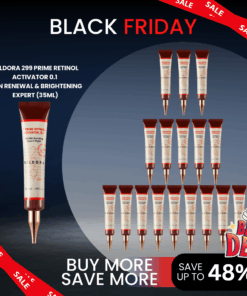 Beldora Prime Retinol Activator 0.1 35ml_Black Friday Sale Log in or register now to access special pricing. BELDORA 299 PRIME RETINOL ACTIVATOR_0.1 Wrinkle Resisting Expert Day & night Anti-wrinkle night cream highly concentrated anti winkle activator that contains Retinol, Adenosine and Hyaluronic Acid leaves the skin silky and brighter DIRECTIONS 1. For day & night use.2 After using toner and serum in the last step of skin care, apply a small amount of ACTIVATOR 0.1 to the face and neck where wrinkles need to be improved Before Using Retinol Activator 0.1 Using Retinol: Skin may experience stinging and redness, and turnover may cause flaking. Please familiarize yourself with the usage guide before applying. Initial Use: If you are using Retinol Activator 0.1 for the first time, use it every other day for the first two weeks, then switch to daily use from the third week. Sun Sensitivity: Retinol can increase skin sensitivity to sunlight, so nighttime use is recommended. Sun Protection: Use sunscreen during the period of product use. Avoid Combining: Do not use with scrub or peeling products. INGREDIENTS: Water, Glycerin, Caprylic/Capric Triglyceride, Butylene Glycol, Dipropylene Glycol, Betaine, Butyrospermum Parkii (Shea Butter), Cetearyl Alcohol, Cetearyl Olivate, Beeswax, Hydrolyzed Ulva Lactuca Extract, Prunus Mume Fruit Extract, Lonicera Japonica (Honeysuckle) Flower Extract, Scutellaria Baicalensis Root Extract, Sodium Hyaluronate, Adipic Acid, Retinol (0.10%), Arbutin, Dipotassium Glycyrrhizate, Ceramide NP, Cholesterol, Elaeis Guineensis (Palm) Oil, Elaeis Guineensis (Palm) Kernel Oil, Collagen Extract, Hyaluronic Acid, Elastin, Sodium Chondroitin Sulfate, Soluble Proteoglycan, Theobroma Cacao (Cocoa Extract, 1,2-Hexanediol, Sorbitan Olivate, Polysorbate 20, Polysorbate 60, Sodium Polyacrylate, Sodium Ascorbate, PVM/MA Copolymer, Poloxamer 235, Arginine, Carbomer, Aloe Barbadensis Leaf Extract, Allantoin, Panthenol, Tocopheryl Acetate, Epigallocatechin Gallate, BHT, BHA, Dextrin, Adenosine, Pentylene Glycol, Caprylyl Glycol, Disodium EDTA, Fragrance MADE IN KOREA