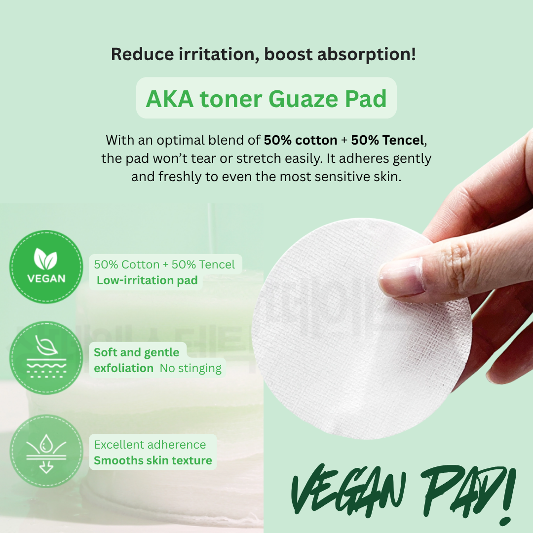 Dr.SANTE AKA Toner Pad (200 Pads) Option 1 . Dr. Sante AKA Toner Pad (200 Pads) Option 2. Dr. Sante AKA Toner Pad (200 Pads) + Dr. Sante Artemisia AKA Toner (200ml) Dr. Sante Vegan Pad for Problematic Skin! Gentle on skin, powerful in delivery — soothes irritation while boosting absorption. VEGAN PAD – Made with an optimal blend of 50% cotton + 50% Tencel, it provides a fresh, non-irritating touch even for sensitive skin. Who is this pad recommended for? Those looking for a vegan pad specifically for troubled skin Those with sensitive skin who need a low-irritation wiping pad Those needing gentle exfoliation with a gauze-textured pad Those who prefer an extra-large 8cm pad for wide-area care Tip: Use Artemisia Aka Toner together with the Aka Toner Gauze Pad — the more you use them together, the greater the synergy!