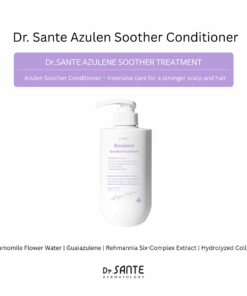 Dr. Sante Azulene Soother Shampoo (500ml) / Dr. Sante Azulene Soother Treatment (500ml) Option 1. Dr. Sante Azulene Soother Shampoo (500ml) Option 2. Dr. Sante Azulene Soother Treatment (500ml) Option 3. Dr. Sante Azulene Soother Shampoo (500ml) + Dr. Sante Azulene Soother Treatment (500ml) Soothe the scalp from within and strengthen hair from root to tip! 1.Scalp & Hair Care in One Helps relieve hair loss symptoms while repairing damaged hair. 2. Tangle-Free Softness Leaves hair silky smooth — even when used without conditioner. 3. Perfume-Like Fragrance A long-lasting scent that stays with you all day. 4. Low Irritation Formula Dermatologically tested and gentle enough for daily use.