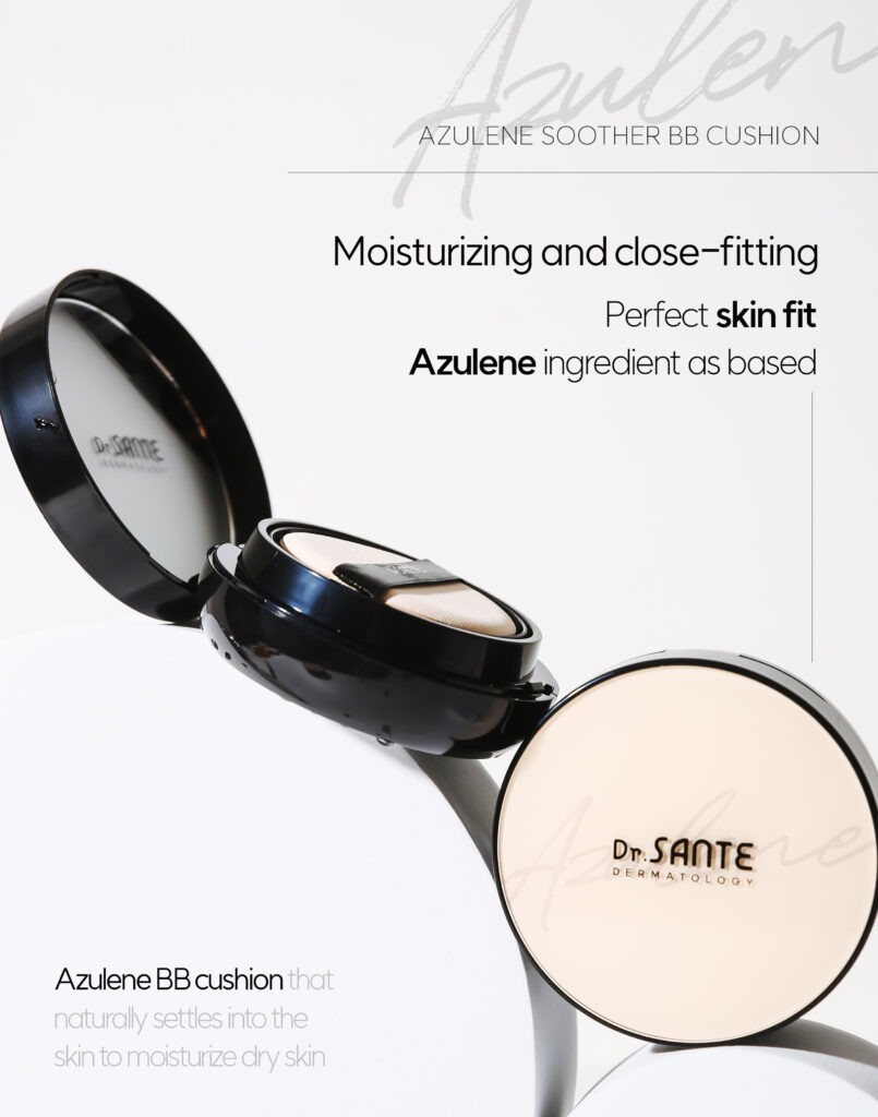 Dr. Sante Azulene Soother BB Cushion (15g) Moisturizing and close-fitting perfect skin fit azulene ingredients as based. Azulene bb cushion that naturally settles into the skin to moisturize dry skin