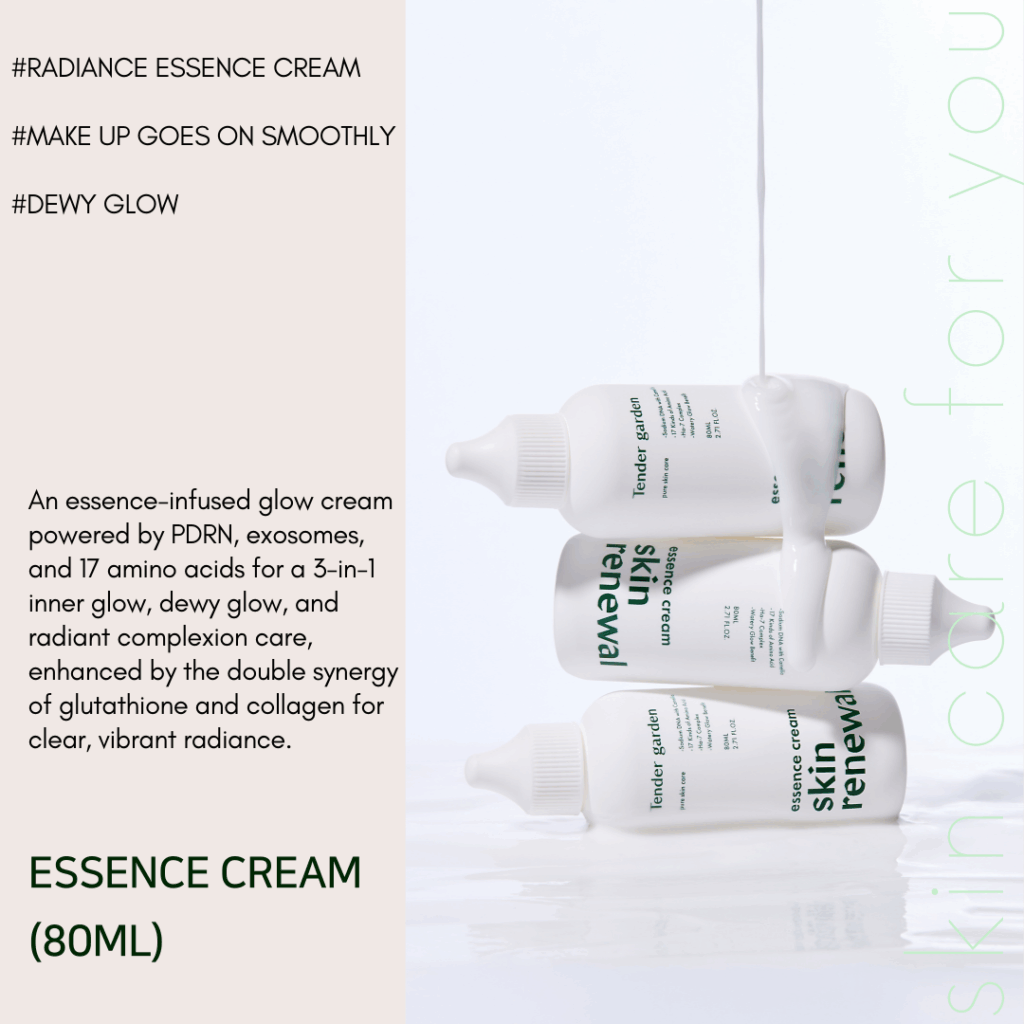 Dewy Plumping Care for Dry Skin – Skin care resolution sale Login or register to see special pricing PDRN & Hyaluronic acids deeply hydrate and revitalize the skin for a dewy, glass-like glow, while exosomes help improve firmness and baby collagen refines skin texture. Topical Juve** Glowtox skincare at home! What is included? Tender Garden Cleansing Foam (120ml) Tender Garden Skin Renewal Dual Boosting Serum (90ml) + Essence Tablet (1g) Tender Garden Skin Renewal Essence Cream (80ml)