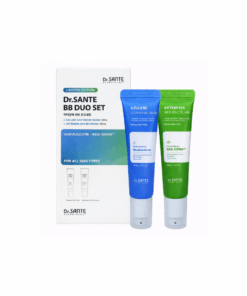 Dr.Sante Soother & AKA BB Duo Set Dr.Sante Soother & AKA BB Duo Set Set Includes Azulene Soothe BB Cream 35 g Artemisia A.C.A BB Cream 35 g Bonus: Rubicell Puff x 2 A customized BB duo designed to match different skin conditions—from sensitive and dry to troubled and reactive skin. Azulene Soother BB Cream (35g) Shade: No. 21–22 Finish: Dewy, radiant glow Skin Type: Dry, sensitive, redness-prone skin A lightweight, breathable BB cream that delivers a clear tone-up effect with long-lasting hydration and soothing care. Key Features Lightweight, breathable texture Applies smoothly without heaviness—even with multiple layers—while maintaining comfortable hydration. Natural tone-up without darkening Keeps skin bright and fresh over time without turning dull or gray. Gentle soothing care for sensitive skin Ideal for days when skin feels irritated or reactive due to external stress. Key Ingredients Chamomile Flower Water & Guaiazulene Calm irritated skin, reduce redness, and help relieve heat sensitivity. Hyaluronic Acid Attracts and retains moisture to keep skin hydrated for extended wear. Ceramide NP Strengthens the skin barrier and helps prevent moisture loss. Panthenol Helps soothe, repair, and support skin recovery. Artemisia A.C.A BB Cream (35 g) Shade: No. 22–23 Finish: Soft matte outside, hydrated inside Skin Type: Troubled, sensitive, combination skin A smooth, thinly adhering BB cream that provides clean coverage with calming care—without clogging or irritation. Key Features Thin, fresh, and seamless application Spreads evenly without thickness, suitable even for blemish-prone skin. Clean coverage without caking Softly blurs acne marks and uneven texture for a smooth, refined look. Comfortable calming care for sensitive skin Creates a stress-free base even on days when skin feels irritated. Key Ingredients Artemisia (Mugwort) Extract Provides deep hydration and helps soothe dry, sensitive skin. Centella Asiatica Extract Calms skin stressed by external irritation. Niacinamide Helps even out skin tone and maintain a brighter, clearer complexion. ACADerm™ A complex soothing ingredient that helps balance and calm irritated skin. Additional Benefits Hygienic pump dispenser for easy and clean use Free Rubicell Puffs (2 pcs) Teardrop-shaped puffs for precise, seamless base application