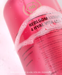 Rebloom Luxury 4 Hyal Vita Gel Cleansing (500ml) Rebloom is a premium aesthetic brand currently used in over 3,000 aesthetic clinics outside of Korea. The brand has been proven effective in skin regeneration, hydration, and soothing. Its products are used in aesthetic centers and dermatological research labs, and have been developed in collaboration with industry professionals and experts. Rebloom Luxury 4 Hyal Vita Gel Cleansing (500ml) A gel cleanser that hydrates the skin with highly concentrated vitamin B12 and four types of hyaluronic acid complexes. Its dense foam effectively removes impurities, leaving the skin clean and refreshed. Ingredients: Purified Water, Glycerin, Maltodextrin, Coco-Glucoside, Methylpropanediol, Butylene Glycol, Acrylates/C10-30 Alkyl Acrylate Crosspolymer, Sodium Cocoyl Alaninate, Cocobetain, Tromethamine, Caprylyl Glycol, Ethylhexylglycerin, Sodium Citrate, Fragrance, Sodium Chloride, Cacao Peel Extract, Citrus Seed Extract, 1,2-Hexanediol, Stearic Acid, Disodium EDTA, Portulaca Oleracea Extract, Aloe Barbadensis Leaf Extract, Cyanocobalamin (40,000 ppm), Sodium Hyaluronate (10 ppm), Hydrolyzed Sodium Hyaluronate (1 ppm), Hydroxypropyltrimonium Hyaluronate (1 ppm), Sodium Acetylated Hyaluronate (0.1 ppm)
