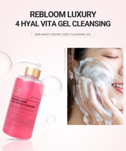 Rebloom Luxury 4 Hyal Vita Gel Cleansing (500ml) Rebloom is a premium aesthetic brand currently used in over 3,000 aesthetic clinics outside of Korea. The brand has been proven effective in skin regeneration, hydration, and soothing. Its products are used in aesthetic centers and dermatological research labs, and have been developed in collaboration with industry professionals and experts. Rebloom Luxury 4 Hyal Vita Gel Cleansing (500ml) A gel cleanser that hydrates the skin with highly concentrated vitamin B12 and four types of hyaluronic acid complexes. Its dense foam effectively removes impurities, leaving the skin clean and refreshed. Ingredients: Purified Water, Glycerin, Maltodextrin, Coco-Glucoside, Methylpropanediol, Butylene Glycol, Acrylates/C10-30 Alkyl Acrylate Crosspolymer, Sodium Cocoyl Alaninate, Cocobetain, Tromethamine, Caprylyl Glycol, Ethylhexylglycerin, Sodium Citrate, Fragrance, Sodium Chloride, Cacao Peel Extract, Citrus Seed Extract, 1,2-Hexanediol, Stearic Acid, Disodium EDTA, Portulaca Oleracea Extract, Aloe Barbadensis Leaf Extract, Cyanocobalamin (40,000 ppm), Sodium Hyaluronate (10 ppm), Hydrolyzed Sodium Hyaluronate (1 ppm), Hydroxypropyltrimonium Hyaluronate (1 ppm), Sodium Acetylated Hyaluronate (0.1 ppm)