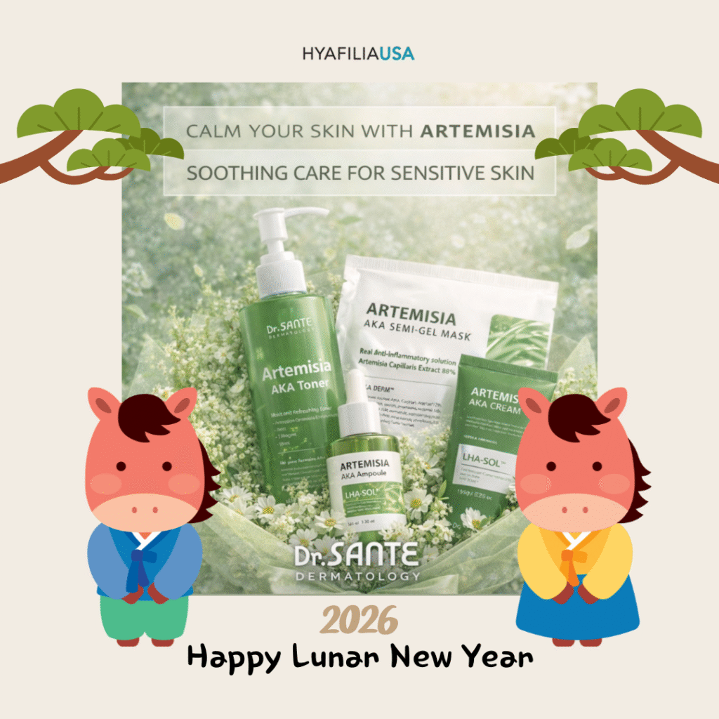 Lunar New Year Bundle Sale_Dr. Sante AKA line Log in or register now to access special pricing. Calm your skin with Artemisia! Excessive sebum control, gentle exfoliate with toner and soothing care with Dr. Sante Artemisia AKA line. Dr. Sante Artemisia AKA Toner (500ml) Dr. Sante Artemisia AKA Ampoule (100ml) Dr. Sante Artemisia AKA Cream (150g) Dr.Sante Artemisia AKA Semi-Gel Mask (1 sheet)