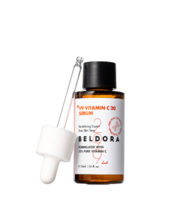 Beldora V9 Vitamin C 20 Serum (30ml) Formulated with 20% Pure Vitamin  C Revitalizing Expert | Even Skin Tone Belodra V9 Vitamin C 20 Serum Usage Tips :  After first opening, do not reuse the pre-attached cap. Attache the enclosed new dropper before use. The pre-attached cap is a special cap for highconcentration Vitamin C products.  A slight hissing sound may occur when opening.  The small hole on the top of the cap allows safe release of gas generated by Vitamin C. This does not affect product quality Attach the dropper with the enclosed wiper. Tighten fully until secure.  Apply sunscreen when used during the daytime Belodra V9 Vitamin C 20 Serum Directions: At the ampoule or serum step, apply an appropriate amount to the face and gently spread until absorbed Belodra V9 Vitamin C 20 Serum Temperature : It is recommended to store the product in the refrigerator ( 3°C ~ 10°C) after opening to maintain Vitamin C freshness. Belodra V9 Vitamin C 20 Serum INGREDIENTS Propanediol, Ascorbic Acid (20%), Water, Glycerin, Ethoxydiglycol, 1,2-Hexanediol, Propylene Glycol, Sodium Hyaluronate, Hydrolyzed Hyaluronic Acid, Sodium Hyaluronate Crosspolymer, Hydrolyzed Sodium Hyaluronate, Hyaluronic Acid, Panthenol, Ferulic Acid, Illicium Verum (Anise) Fruit Extract, Scutellaria Baicalensis Root Extract, Butylene Glycol, Pentylene Glycol, Ethylhexylglycerin, Adenosine Belodra is a customized bioceutical skincare brand committed to developing safe, high-quality products. Bioceutical – Functional, safe, and personalized skincare solutions with minimal unnecessary additives and maximum efficacy. Rebuilding – Helps restore and maintain healthy skin condition. Desirable – Achieves the skin you truly desire.