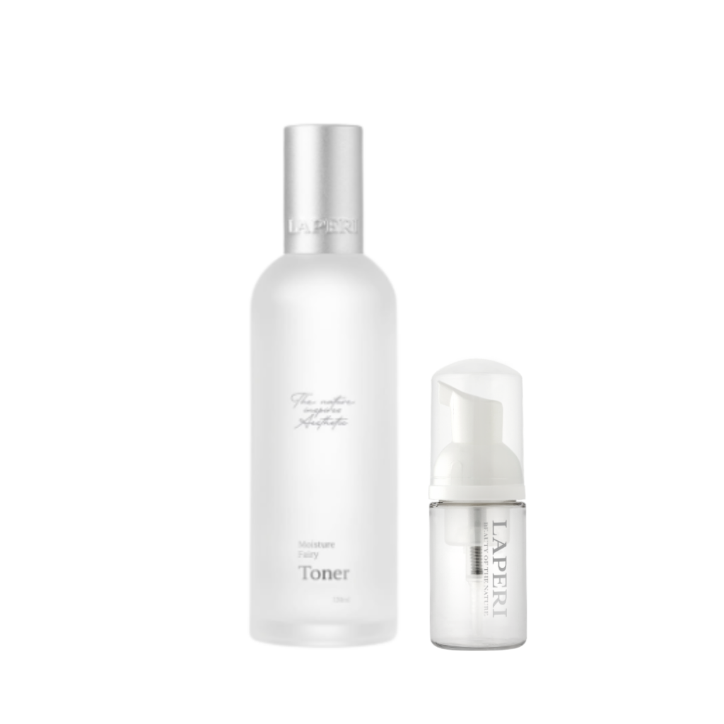 Laperi Moisture Fairy Toner 480ml / 130ml + Free bubble toner bottle Laperi is a professional aesthetic skincare brand that captures the safe, stable, pure, and harmless energy of nature. Elevate your skin’s natural power with Laperi’s professional skincare solutions. Laperi Moisture Fairy Toner 480ml / 130ml + Free 30ml empty bubble toner bottle A highly moisturizing bubble toner containing 10-fold hyaluronic acid and fresh Centella Asiatica extract. The soft foam non-irritatingly calms the skin and deeply hydrates layer by layer, perfect for sensitive skin care. Soft, airy bubbles melt gently into the skin. Quickly calming and soothing even the most sensitive skin This product can be used as both watery type toner and bubble toner Ingredients Purified water, seawater, propanediol, 1,2-hexanediol, silver grass extract, trehalose, propolis extract, Glycine soja (soybean) sprout extract, Ziziphus jujuba (jojoba) seed extract, Centella asiatica flower oil, Salvia oil, camellia oil, betaine, C12-14 pareth-12, butylene glycol, sodium stearate, citric acid, disodium EDTA, dimethylsilanol hyaluronate, hydrolyzed sodium hyaluronate, hydrolyzed hyaluronic acid, sodium hyaluronate crosspolymer, hydroxypropyltrimonium hyaluronate, sodium acetylated hyaluronate, sodium hyaluronate dimethylsilanol, ethylhexylglycerin, citronellol, geraniol, linalool