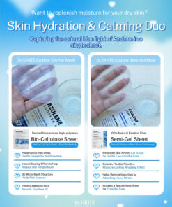 Dr.Sante Azulene Semi-Gel Mask (33g*10pcs) | Face & Neck Mask Login to see professional pricing Refresh and calm sensitive skin with the Dr. Sante Azulene Semi-Gel Mask, a premium face and neck mask infused with 33g of hydrating essence. Made with a biodegradable bamboo fiber semi-gel sheet, it delivers intensive moisture while adhering comfortably to both the face and neck for maximum absorption. Key Benefits Soothes Sensitive Skin with Guaiazulene Formulated with Guaiazulene, a soothing ingredient known for helping calm irritated and sensitive skin. Leaves skin feeling comfortable, refreshed, and balanced. Biodegradable Bamboo Fiber Semi-Gel Sheet Made from natural bamboo fiber bonded with a hydrogel (H₂O) structure. Soft, breathable, and biodegradable for a comfortable fit and enhanced moisture delivery. Adheres seamlessly to both the face and neck. 33g of Intensive Hydrating Essence Each mask contains 33g of nourishing essence, equivalent to the amount found in more than six 5ml ampoules. Delivers long-lasting hydration while helping improve skin softness and radiance. Texture A lightweight, sky-blue hydrating essence infused with 33g of moisture-rich formula. The semi-gel sheet hugs the contours of the face and neck, allowing the soothing essence to absorb evenly while providing intensive hydration and calming care. Recommended For Sensitive skin Dry or dehydrated skin Skin needing soothing after environmental stress Anyone looking for intensive face and neck hydration How to Use After cleansing, prepare your skin with Dr. Sante Azulene Soother Toner. Remove the Dr. Sante Azulene Semi-Gel Mask from the pouch and apply it evenly to the face and neck. Apply any remaining essence from the pouch over the mask for an extra boost of hydration. Leave on for 7–10 minutes. Remove the mask and gently pat the remaining essence into the skin until fully absorbed. Size: 33g × 1 Sheet Dr.Sante Azulene Semi-Gel Mask (33g*10pcs) | Face & Neck Mask Ingredients: Chamomilla Recutita (Matricaria) Flower Water (87%), Glycereth-26, 1,2-Hexanediol, Glycerin, Centaurea Cyanus Flower Extract, Guaiazulene, Sodium Hyaluronate, Hyaluronic Acid, Sodium Hyaluronate Crosspolymer, Hydrolyzed Glycosaminoglycans, Hydrolyzed Sodium Hyaluronate, Hydrolyzed Hyaluronic Acid, Sodium Acetylated Hyaluronate, Dimethylsilanol Hyaluronate, Hydroxypropyltrimonium Hyaluronate, Chamomilla Recutita (Matricaria) Flower Extract, Centella Asiatica Extract, Viola Tricolor Extract, Clitoria Ternatea Flower Extract, Aloe Barbadensis Leaf Extract, Gardenia Florida Fruit Extract, Arnica Montana Flower Extract, Hedera Helix (Ivy) Extract, Camellia Sinensis Leaf Extract, Ceramide NP, Beta-Glucan, Panthenol, Pentylene Glycol, Hydrogenated Lecithin, Caprylic/Capric Triglyceride, Dextrin, Polyglutamic Acid, Deoxyphytantriyl Palmitamide MEA, Water, Cholesterol, Hydroxyethyl Acrylate/Sodium Acryloyldimethyl Taurate Copolymer, Simmondsia Chinensis (Jojoba) Seed Oil, Citrus Aurantium Dulcis (Orange) Peel Oil.