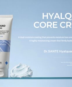 Dr.Sante Hyalquad Core Cream 200g Login to see professional pricing Dr. Sante Hyalquad Core Cream is a deeply nourishing moisturizer that strengthens the skin’s moisture core with an advanced dual-moisture barrier. It helps prevent moisture loss while sealing in long-lasting hydration, leaving the skin soft, smooth, and comfortably supple. Product Features Provides a dual-moisture coating to lock in hydration and minimize water loss. Delivers rich, non-drying moisture with TE HA Complex and eight types of hyaluronic acid. Contains Sacran to form a natural protective film on the skin. Infused with NAD+ and Resveratrol to help revitalize tired-looking skin and restore a healthy glow. Enhanced with Ceramide NP for up to 100 hours of lasting hydration. Key Ingredients TE HA Complex, Sacran, Resveratrol, NAD+, Ceramide NP, Squalane, Shea Butter, and 8 Types of Hyaluronic Acid. How to use Dr.Sante Hyalquad Core Cream After cleansing, refine your skin texture with toner & ampoule to create a moisture base Take an appropriate amount, gently spread it along the skin texture, and let it absorb. TIp On areas where you feel dryness, layer a small amount 2-3 times along the skin texture to form an even more reliable moisturizing barrier Dr.Sante Hyalquad Core Cream Ingredients Water, Butylene Glycol, Caprylic/Capric Triglyceride, Glycerin, Glycereth-26, Hydrogenated Polyisobutene, Cetearyl Olivate, Sorbitan Olivate, Dimethicone, Synthetic Wax, Cetearyl Glucoside, Squalane, Butyrospermum Parkii (Shea) Butter, Phenyl Trimethicone, Xylitylglucoside, Anhydroxylitol, Xylitol, Glucose, Ceramide NP, Rosa Damascena Flower Water, Nicotinamide Adenine Dinucleotide, Resveratrol, Aphanothece Sacrum Polysaccharides, Hydrolyzed Vegetable Protein, Kluyveromyces Extract, Lactobacillus Ferment Lysate, Saccharomyces Ferment Lysate Filtrate, Camellia Japonica Flower Extract, Camellia Japonica Seed Extract, Camellia Japonica Seed Oil, Paeonia Lactiflora Extract, Sodium Hyaluronate, Hydroxypropyltrimonium Hyaluronate, Sodium Acetylated Hyaluronate, Hydrolyzed Hyaluronic Acid, Sodium Hyaluronate Crosspolymer, Hydrolyzed Sodium Hyaluronate, Hyaluronic Acid, Potassium Hyaluronate, Gardenia Florida Fruit Extract, Coccinia Indica Fruit Extract, Melissa Officinalis Leaf Extract, Polyglyceryl-2 Isostearate/Dimer Dilinoleate Copolymer, Acrylates/C10-30 Alkyl Acrylate Crosspolymer, Methylpropanediol, Coco-Caprylate/Caprate, Cetearyl Alcohol, Glyceryl Stearate, Arginine, Xanthan Gum, Microcrystalline Wax, Caprylyl Glycol, Pentylene Glycol, Caprylhydroxamic Acid, 1,2-Hexanediol, Maltodextrin, Ethylhexylglycerin, Disodium EDTA, Fragrance.