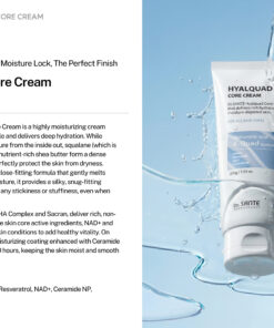 Dr.Sante Hyalquad Core Cream 200g Login to see professional pricing Dr. Sante Hyalquad Core Cream is a deeply nourishing moisturizer that strengthens the skin’s moisture core with an advanced dual-moisture barrier. It helps prevent moisture loss while sealing in long-lasting hydration, leaving the skin soft, smooth, and comfortably supple. Product Features Provides a dual-moisture coating to lock in hydration and minimize water loss. Delivers rich, non-drying moisture with TE HA Complex and eight types of hyaluronic acid. Contains Sacran to form a natural protective film on the skin. Infused with NAD+ and Resveratrol to help revitalize tired-looking skin and restore a healthy glow. Enhanced with Ceramide NP for up to 100 hours of lasting hydration. Key Ingredients TE HA Complex, Sacran, Resveratrol, NAD+, Ceramide NP, Squalane, Shea Butter, and 8 Types of Hyaluronic Acid. How to use Dr.Sante Hyalquad Core Cream After cleansing, refine your skin texture with toner & ampoule to create a moisture base Take an appropriate amount, gently spread it along the skin texture, and let it absorb. TIp On areas where you feel dryness, layer a small amount 2-3 times along the skin texture to form an even more reliable moisturizing barrier Dr.Sante Hyalquad Core Cream Ingredients Water, Butylene Glycol, Caprylic/Capric Triglyceride, Glycerin, Glycereth-26, Hydrogenated Polyisobutene, Cetearyl Olivate, Sorbitan Olivate, Dimethicone, Synthetic Wax, Cetearyl Glucoside, Squalane, Butyrospermum Parkii (Shea) Butter, Phenyl Trimethicone, Xylitylglucoside, Anhydroxylitol, Xylitol, Glucose, Ceramide NP, Rosa Damascena Flower Water, Nicotinamide Adenine Dinucleotide, Resveratrol, Aphanothece Sacrum Polysaccharides, Hydrolyzed Vegetable Protein, Kluyveromyces Extract, Lactobacillus Ferment Lysate, Saccharomyces Ferment Lysate Filtrate, Camellia Japonica Flower Extract, Camellia Japonica Seed Extract, Camellia Japonica Seed Oil, Paeonia Lactiflora Extract, Sodium Hyaluronate, Hydroxypropyltrimonium Hyaluronate, Sodium Acetylated Hyaluronate, Hydrolyzed Hyaluronic Acid, Sodium Hyaluronate Crosspolymer, Hydrolyzed Sodium Hyaluronate, Hyaluronic Acid, Potassium Hyaluronate, Gardenia Florida Fruit Extract, Coccinia Indica Fruit Extract, Melissa Officinalis Leaf Extract, Polyglyceryl-2 Isostearate/Dimer Dilinoleate Copolymer, Acrylates/C10-30 Alkyl Acrylate Crosspolymer, Methylpropanediol, Coco-Caprylate/Caprate, Cetearyl Alcohol, Glyceryl Stearate, Arginine, Xanthan Gum, Microcrystalline Wax, Caprylyl Glycol, Pentylene Glycol, Caprylhydroxamic Acid, 1,2-Hexanediol, Maltodextrin, Ethylhexylglycerin, Disodium EDTA, Fragrance.