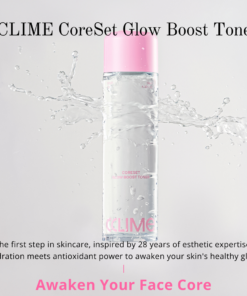 CCLIME CoreSet Glow Boost Toner 130ml Hydrate. Protect. Glow. Toner A moisture-boosting toner powered by antioxidants to prep your skin for optimal absorption. Helps improve hydration, strengthen the skin barrier, and reveal a healthy, radiant complexion. The Truth Discovered Through 28 Years of Esthetic Expertise After caring for approximately 1.8 million clients, Cclime Esthetic uncovered one essential principle: The foundation of youthful, firm skin begins with properly resetting the facial core. CCLIME Face CoreSet Routine Activate your Face Core with a professional face training routine. Reveal a firmer, more lifted facial contour while restoring your skin's healthy energy and radiant glow with the CCLIME Face CoreSet Routine. Step 1 CCLIME CoreSet Glow Boost Toner Preps the skin with deep hydration and antioxidant care. Step 2 CCLIME CoreSet Lift Bounce Ampoule Delivers intensive firming and plumping care. Step 3 CCLIME CoreSet Lift & Firm Cream CoreSet Sculpt CCLING Massage with the CCLING tool to help enhance absorption and promote a firmer, more sculpted appearance. Step 4 CCLIME CoreSet V-Lift & Revive Mask Locks in moisture while helping the skin appear lifted, refreshed, and revitalized. CCLIME CoreSet Glow Boost Toner Ingredients: Purified Water, Propanediol, Butylene Glycol, Dipropylene Glycol, 1,2-Hexanediol, Tripropylene Glycol, Betaine, Panthenol, Polyglycerin-16, Glycerin, Disiloxane, Xanthan Gum, Hydroxyacetophenone, Glyceryl Caprylate, Sodium Acrylate/Sodium Acryloyldimethyl Taurate Copolymer, Fragrance (Parfum), Carob Fruit Extract, Golden Kelp Extract, Hydrogenated Lecithin, Centella Asiatica Extract, Fig Fruit Extract, Caprylyl Glycol, Ceramide NP, Tocopherol, Acetyl Hexapeptide-8, Copper Tripeptide-1, Palmitoyl Tripeptide-1, Palmitoyl Tetrapeptide-7, Tripeptide-1, Palmitoyl Pentapeptide-4, Palmitoyl Tripeptide-1, Hexapeptide-9, Resveratrol, Sodium Hyaluronate, Hydrogenated Phosphatidylcholine, Sodium DNA, Polyglyceryl-4 Caprate, Lecithin, Ammonium Acryloyldimethyltaurate/VP Copolymer, Scutellaria Baicalensis Root Extract, Pullulan, Tetrahydropiperine, Jojoba Seed Extract, Arginine