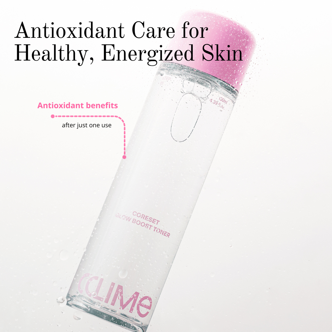 CCLIME CoreSet Glow Boost Toner 130ml Hydrate. Protect. Glow. Toner A moisture-boosting toner powered by antioxidants to prep your skin for optimal absorption. Helps improve hydration, strengthen the skin barrier, and reveal a healthy, radiant complexion. The Truth Discovered Through 28 Years of Esthetic Expertise After caring for approximately 1.8 million clients, Cclime Esthetic uncovered one essential principle: The foundation of youthful, firm skin begins with properly resetting the facial core. CCLIME Face CoreSet Routine Activate your Face Core with a professional face training routine. Reveal a firmer, more lifted facial contour while restoring your skin's healthy energy and radiant glow with the CCLIME Face CoreSet Routine. Step 1 CCLIME CoreSet Glow Boost Toner Preps the skin with deep hydration and antioxidant care. Step 2 CCLIME CoreSet Lift Bounce Ampoule Delivers intensive firming and plumping care. Step 3 CCLIME CoreSet Lift & Firm Cream CoreSet Sculpt CCLING Massage with the CCLING tool to help enhance absorption and promote a firmer, more sculpted appearance. Step 4 CCLIME CoreSet V-Lift & Revive Mask Locks in moisture while helping the skin appear lifted, refreshed, and revitalized. CCLIME CoreSet Glow Boost Toner Ingredients: Purified Water, Propanediol, Butylene Glycol, Dipropylene Glycol, 1,2-Hexanediol, Tripropylene Glycol, Betaine, Panthenol, Polyglycerin-16, Glycerin, Disiloxane, Xanthan Gum, Hydroxyacetophenone, Glyceryl Caprylate, Sodium Acrylate/Sodium Acryloyldimethyl Taurate Copolymer, Fragrance (Parfum), Carob Fruit Extract, Golden Kelp Extract, Hydrogenated Lecithin, Centella Asiatica Extract, Fig Fruit Extract, Caprylyl Glycol, Ceramide NP, Tocopherol, Acetyl Hexapeptide-8, Copper Tripeptide-1, Palmitoyl Tripeptide-1, Palmitoyl Tetrapeptide-7, Tripeptide-1, Palmitoyl Pentapeptide-4, Palmitoyl Tripeptide-1, Hexapeptide-9, Resveratrol, Sodium Hyaluronate, Hydrogenated Phosphatidylcholine, Sodium DNA, Polyglyceryl-4 Caprate, Lecithin, Ammonium Acryloyldimethyltaurate/VP Copolymer, Scutellaria Baicalensis Root Extract, Pullulan, Tetrahydropiperine, Jojoba Seed Extract, Arginine