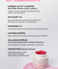 CCLIME CoreSet Activator Ampoule 100ml The Perfect Pairing for Prospin All the synergy your device needs, in one activator ampoule. Designed to work seamlessly with your device—from smooth glide and close contact to enhanced firmness and hydration. A synergistic formula created with both device performance and skin care in mind. 1. Prospin Device Synergy Formulated to provide a smooth, seamless glide that complements the Prospin’s Spin and Sharper modes. 2. Continuous Contact Layer Its lightweight, elastic texture smoothly fills the space between the skin and device, helping maintain consistent contact and effortless movement throughout the treatment. 3. Multi-Care for Firmness & Hydration Helps care for skin firmness, hydration, and texture all at once—from the surface to deeper layers of the skin. 4. Designed to Enhance Ingredient Absorption Powered by Skin Modulation Tech™, an advanced absorption technology designed to create an optimal professional aesthetic environment for effective ingredient delivery. MICRO CHOLESTEROL CAPSULE Micro Cholesterol Capsules that awaken the skin upon release. Cholesterol-based microcapsules burst upon contact with the skin, helping support the skin barrier and enhance close contact between the skin and device, creating an ideal environment for smooth energy delivery during device treatments. NO SYNTHETIC COLORANTS A naturally derived pink hue. The soft pink color comes from naturally derived ingredients, with no synthetic colorants. CCLIME CoreSet Activator Ampoule 100ml Ingredients: WATER, PROPANEDIOL, GLYCERIN, METHYL TRIMETHICONE, NIACINAMIDE, PANTHENOL, 1,2-HEXANEDIOL, AMMONIUM ACRYLOYLDIMETHYLTAURATE/VP COPOLYMER, BUTYLENE GLYCOL, POLYPROPYLSILSESQUIOXANE, DIPROPYLENE GLYCOL, HYDROXYACETOPHENONE, DIMETHICONE/VINYL DIMETHICONE CROSSPOLYMER, ETHYLHEXYLGLYCERIN, GINKGO BILOBA LEAF EXTRACT, HYDROGENATED LECITHIN, CAFFEINE, HYDROGENATED POLYISOBUTENE, CHOLESTERYL NONANOATE, CHOLESTERYL CHLORIDE, CHOLESTERYL ISOSTEARATE, CETEARYL OLIVATE, SORBITAN OLIVATE, ADENOSINE, DISODIUM EDTA, CENTELLA ASIATICA EXTRACT, FICUS CARICA (FIG) FRUIT EXTRACT, CYANOCOBALAMIN, CYAMOPSIS TETRAGONOLOBA (GUAR) GUM, CERAMIDE NP, AGAR, CAPRYLYL GLYCOL, GLYCINE SOJA (SOYBEAN) SEED EXTRACT, SILICA, TOCOPHEROL, RESVERATROL, HYDROLYZED COLLAGEN, PHLORETIN, TETRAHYDROPIPERINE, XANTHAN GUM, COLLAGEN AMINO ACIDS, ACETYL HEXAPEPTIDE-8, ARGININE, COPPER TRIPEPTIDE-1, PALMITOYL TETRAPEPTIDE-7, NONAPEPTIDE-1, ANEMARRHENA ASPHODELOIDES ROOT EXTRACT, TRIPEPTIDE-1, PALMITOYL PENTAPEPTIDE-4, PALMITOYL TRIPEPTIDE-1, HEXAPEPTIDE-9, SODIUM DNA, LEUCONOSTOC/RADISH ROOT FERMENT FILTRATE, HYDROLYZED ELASTIN