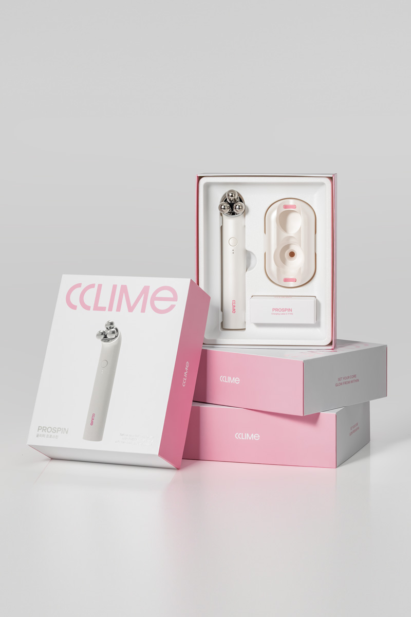 Cclime Prospin Facial Countouring & Firming Massage Device Cosmetic device 28 Years of Professional Esthetic Expertise, Built Into One Device. Prospin is a professional facial massage device actually used for contouring treatments at Cclime Esthetic salons, bringing 28 years of expertise in Korean facial massage techniques into your skincare routine. Designed to care for defined facial contours and inner-to-outer firmness at the same time. 1. TRIPLE 3 Titanium Tri-Ball Three titanium balls work together to provide targeted massage and contouring care. 2. 5-CROSS 5-Way Cross Frequency Five crossed frequency modes for enhanced, multidimensional treatment. 3. DUAL Dual Contour & Firming Care Designed to support both facial contouring and firming care for a more sculpted, lifted-looking appearance. Cclime Prospin — Professional Contouring Care, Powered by 28 Years of Expertise.